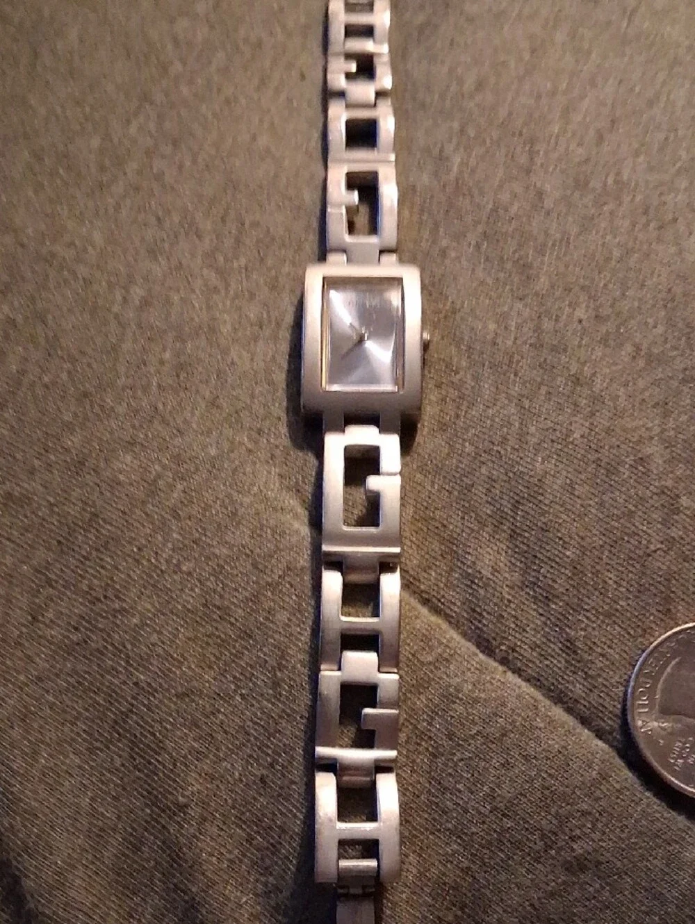 GUESS Silver-Tone Rectangular Link Watch - Picture 2 of 4
